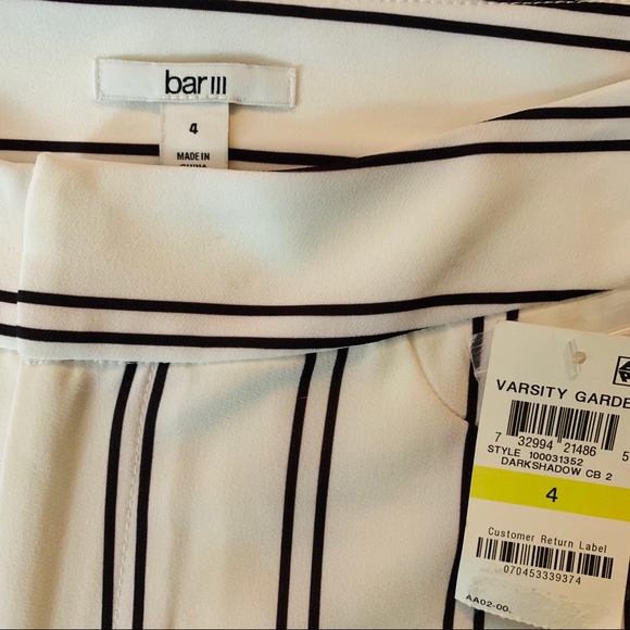 🔥BAR III🔥White Sheer Striped Split Wide Leg Pants Size 4 NWT - Picture 4 of 4